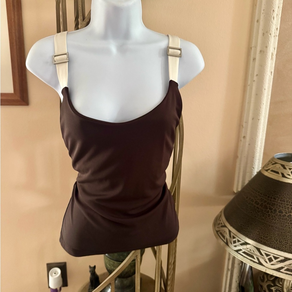Lauren Ralph Lauren Brown Tank Top with Cream Straps